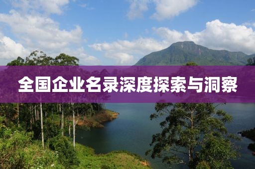 全國(guó)企業(yè)名錄深度探索與洞察