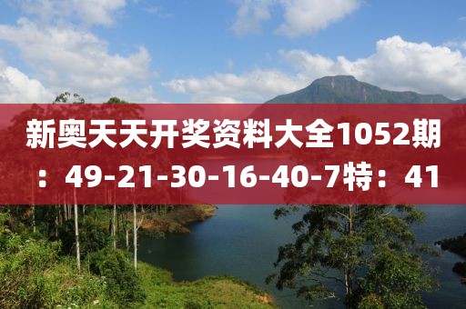 新奧天天開獎資料大全1052期：49-21-30-16-40-7特：41